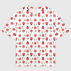 Футболка оверсайз мужская Забавные Божьи коровки на белом фоне, цвет: 3D-принт