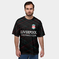 Футболка оверсайз мужская Liverpool ливерпуль чёрточки, цвет: 3D-принт — фото 2