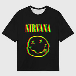 Футболка оверсайз мужская Nirvana глитч, цвет: 3D-принт