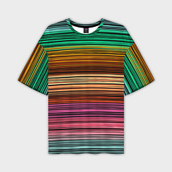 Мужская футболка оверсайз Multicolored thin stripes Разноцветные полосы