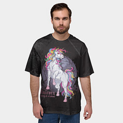 Футболка оверсайз мужская Единорог и полнолуние, цвет: 3D-принт — фото 2