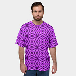 Футболка оверсайз мужская Геометрический узор в розово-малиновых тонах, цвет: 3D-принт — фото 2