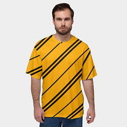 Футболка оверсайз мужская Полосы желтые черные, цвет: 3D-принт — фото 2