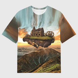 Футболка оверсайз мужская Горный пейзаж в стиле Стимпанк, цвет: 3D-принт