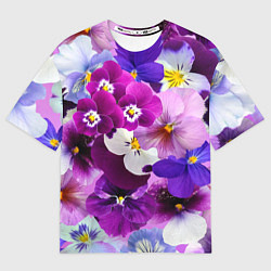 Футболка оверсайз мужская CHARMING PANSIES, цвет: 3D-принт