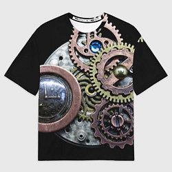 Мужская футболка оверсайз Mechanism of gears in Steampunk style