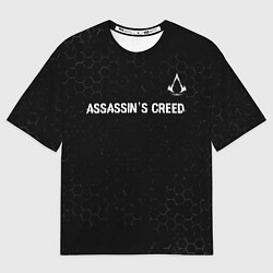 Футболка оверсайз мужская Assassins Creed Glitch на темном фоне, цвет: 3D-принт