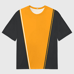 Футболка оверсайз мужская Mens Style Чёрное с оранжевым - вариант без надпис, цвет: 3D-принт