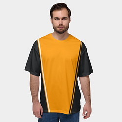 Футболка оверсайз мужская Mens Style Чёрное с оранжевым - вариант без надпис, цвет: 3D-принт — фото 2
