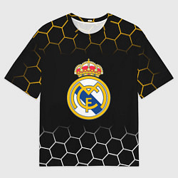 Футболка оверсайз мужская Real madrid соты, цвет: 3D-принт