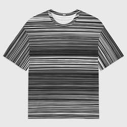 Футболка оверсайз мужская Black and white thin stripes Тонкие полосы, цвет: 3D-принт