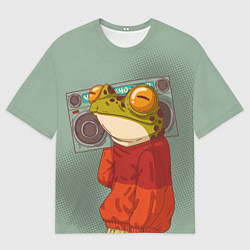 Футболка оверсайз мужская Лягуха с мафоном, цвет: 3D-принт