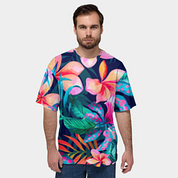 Футболка оверсайз мужская Яркие тропические цветы Лето, цвет: 3D-принт — фото 2