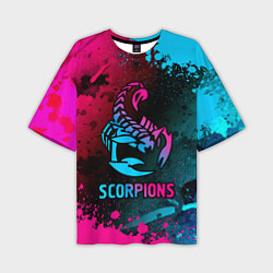 Футболка оверсайз мужская Scorpions Neon Gradient, цвет: 3D-принт