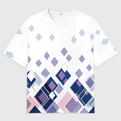 Мужская футболка оверсайз Геометрический узор в бело-синий тонах