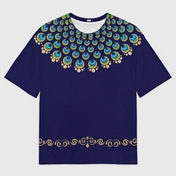 Мужская футболка оверсайз Павлиньи перья с вензелями