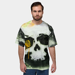 Футболка оверсайз мужская Череп на поверхности в красках - Жёлтый, цвет: 3D-принт — фото 2