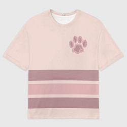 Футболка оверсайз мужская Коричневые полосы на кремовом фоне stripes cream c, цвет: 3D-принт