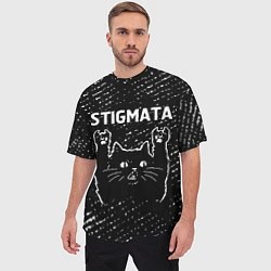 Футболка оверсайз мужская Группа Stigmata и Рок Кот, цвет: 3D-принт — фото 2