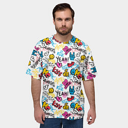 Футболка оверсайз мужская Граффити рожицы, цвет: 3D-принт — фото 2