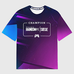 Футболка оверсайз мужская Rainbow Six Gaming Champion: рамка с лого и джойст, цвет: 3D-принт