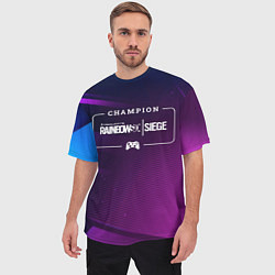 Футболка оверсайз мужская Rainbow Six Gaming Champion: рамка с лого и джойст, цвет: 3D-принт — фото 2