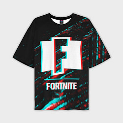 Футболка оверсайз мужская Fortnite в стиле Glitch Баги Графики на темном фон, цвет: 3D-принт