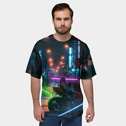 Футболка оверсайз мужская Городской неон, цвет: 3D-принт — фото 2