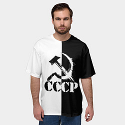 Футболка оверсайз мужская СОВЕТСКИЙ СОЮЗ - СЕРП И МОЛОТ - Черно-белое, цвет: 3D-принт — фото 2
