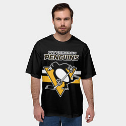 Футболка оверсайз мужская Питтсбург Пингвинз форма, цвет: 3D-принт — фото 2