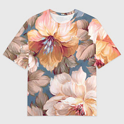 Футболка оверсайз мужская Рисунок цветов, цвет: 3D-принт