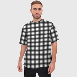 Футболка оверсайз мужская Black and white trendy checkered pattern, цвет: 3D-принт — фото 2