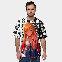 Футболка оверсайз мужская МАРИН КИТАГАВА приветствует тебя, цвет: 3D-принт — фото 2