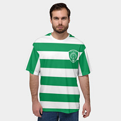 Футболка оверсайз мужская ФК Ахмат на фоне бело зеленой формы, цвет: 3D-принт — фото 2
