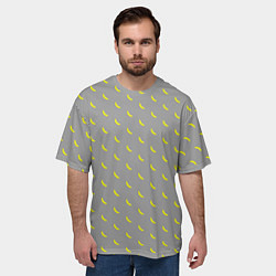 Футболка оверсайз мужская Бананы на сером фоне, цвет: 3D-принт — фото 2