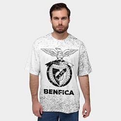 Футболка оверсайз мужская Benfica с потертостями на светлом фоне, цвет: 3D-принт — фото 2