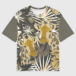 Мужская футболка оверсайз Жирафы в тропиках