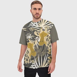 Футболка оверсайз мужская Жирафы в тропиках, цвет: 3D-принт — фото 2