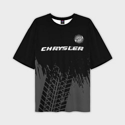 Футболка оверсайз мужская Chrysler Speed на темном фоне со следами шин, цвет: 3D-принт