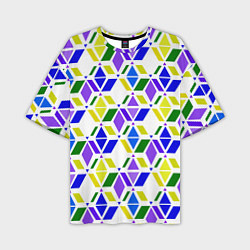 Мужская футболка оверсайз Разноцветный неоновый геометрический узор