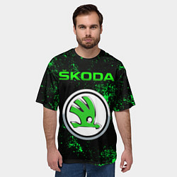 Футболка оверсайз мужская SKODA - ЗЕЛЕНЫЕ БРЫЗГИ, цвет: 3D-принт — фото 2