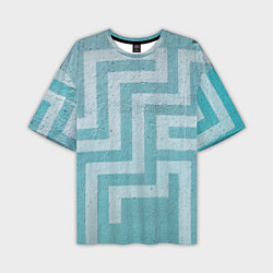 Мужская футболка оверсайз Абстрактный лабиринт на поверхности - Голубой