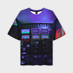 Мужская футболка оверсайз Неоновые игровые автоматы - Фиолетoвый