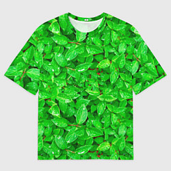Мужская футболка оверсайз Зелёные листья - текстура