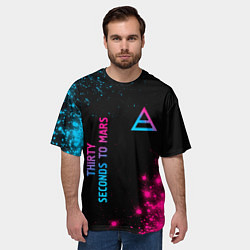 Футболка оверсайз мужская Thirty Seconds to Mars Neon Gradient, цвет: 3D-принт — фото 2