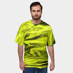 Футболка оверсайз мужская Неоновый желтый с черным абстрактный узор, цвет: 3D-принт — фото 2
