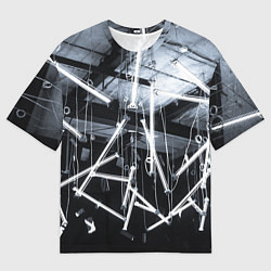 Футболка оверсайз мужская Абстрактное множество фонарей во тьме - Белый, цвет: 3D-принт