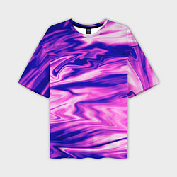 Мужская футболка оверсайз Розово-фиолетовый мраморный узор