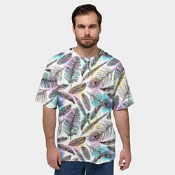 Футболка оверсайз мужская Текстура перьев, цвет: 3D-принт — фото 2