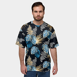 Футболка оверсайз мужская Свет неоновых листьев, цвет: 3D-принт — фото 2